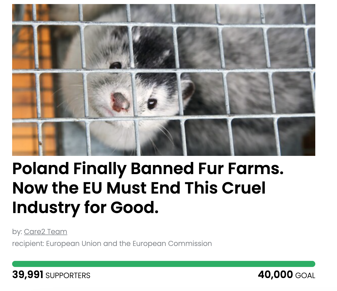 Animal Actions - Poland banned fur farms, tell the rest of EU to do the same