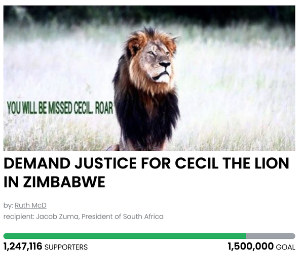 Animal Actions - Fight for justice for Cecil the lion!